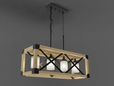 LNC Laius 4-Light Antique Black Farmhouse Chandelier 3D model