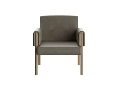 Detroit Wood Leather Chair 3D model