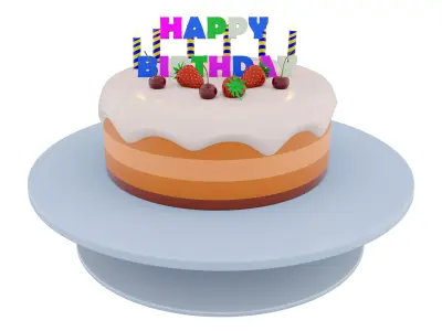 3d birthday cake icon 3D model