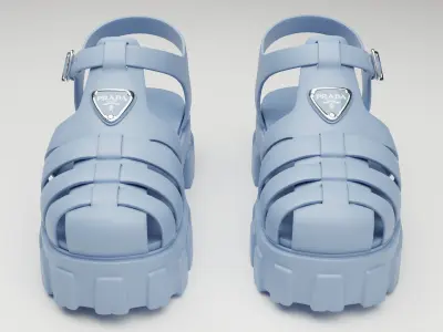 Sandals Prada on platform milk Low-poly 3D model