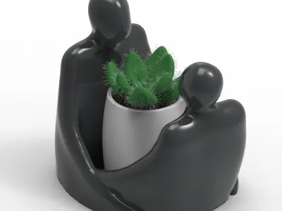 Hug Planter 2 - loving couple embracing 3D print model