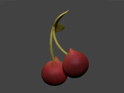 3D Kawaii Cherries Low-poly 3D model
