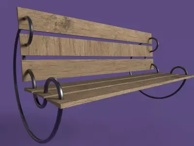 Bench wooden swing chair Free 3D model
