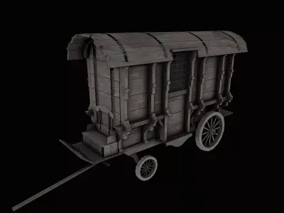 Low poly wagon Low-poly 3D model