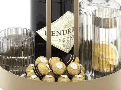 grib tray with ripple carafe and hendrick gin 3D model