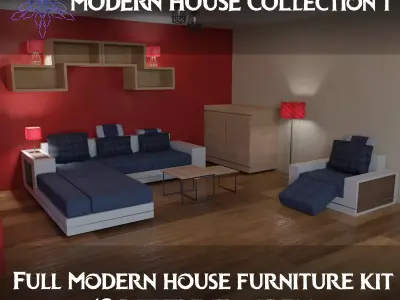 Full Kit interior for modern house 3D model