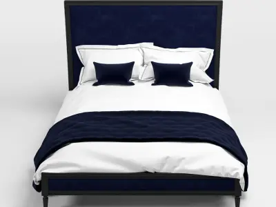 Luxury Velvet Upholstered Bed 3D model