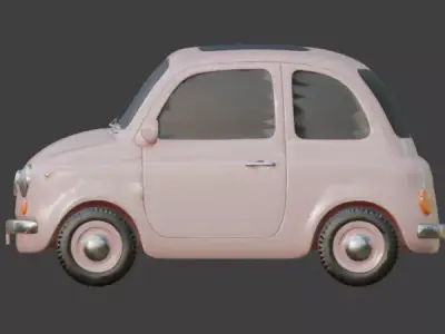 Pink Cartoon Classic Car 3D Model Low-poly 3D model