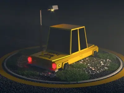 Taxii car with light Low-poly 3D model