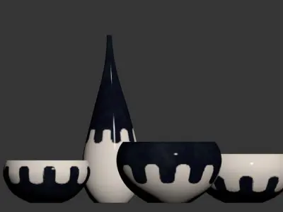 Decorative hand painted ceramic set 3D model