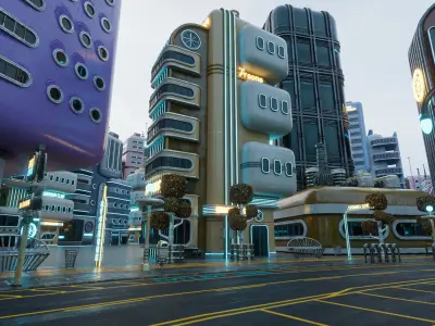 SCIFI ATOMPUNK BUILDING 01 Low-poly 3D model