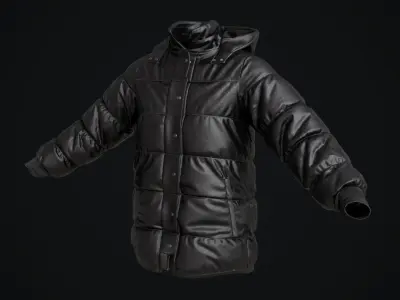 Black winter jacket Low-poly 3D model