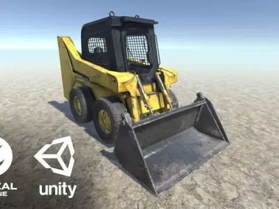 Excavator  Work Machine bulldozer Unity Unrel Lowpoly game ready Low-poly 3D model