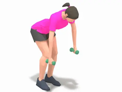 Bend Over Raises  Exercise Woman Animation Low-poly 3D model