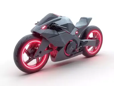 Crimson Cybercycle 3D Model Futuristic Street Bike Low-poly 3D model