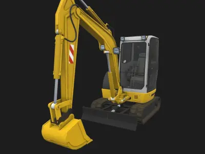 Mini Excavator Low-poly 3D model