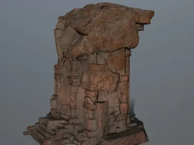 statue 2 stone structure Low-poly 3D model