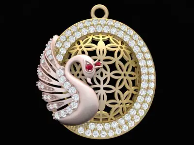 Luxury Diamond Swan Pendant Jewelry Design 1945 3D print model