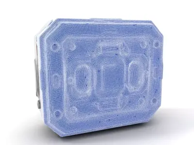 Futuristic Metal Storage Box Model Pack with LED Lights Low-poly 3D model