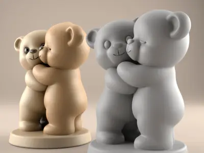 Cute Bear Hugs 3D STL File for Printing 3D print model