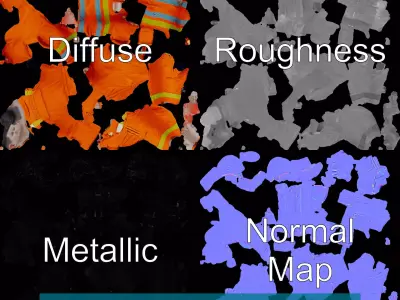 Safety Worker Orange Uniform model pack Low-poly 3D model