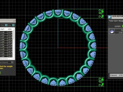 U Shaped Eternity Ring 2 point 6 mm stone size swiss 17 and EU57 3D print model