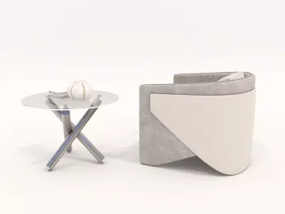 Modern Coffee Table and Armchair Set 49 3D model