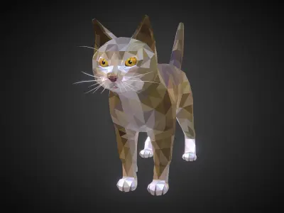 Cat Low Polygon Art Farm Animal Low-poly 3D model