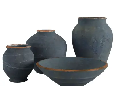 Indigo Artisan Handcrafted Ceramic Vase Collection 3D model