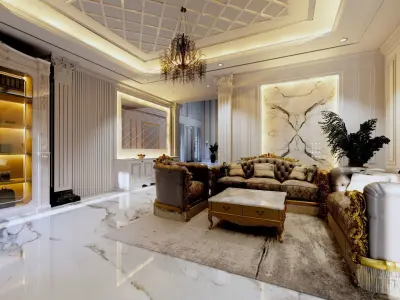 Interior 3d Luxury Design Guest Room  3D model