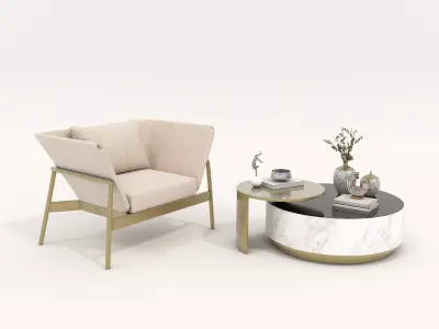 Modern Coffee Table and Armchair Set 51 3D model