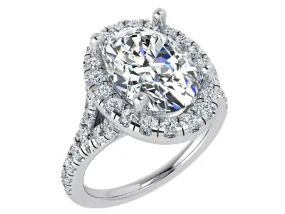 Oval Halo Ring 3702 3D print model