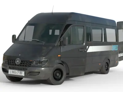 Lowpoly Mercedes Benz Sprinter Game Ready Delivery Van Vehicle Low-poly 3D model