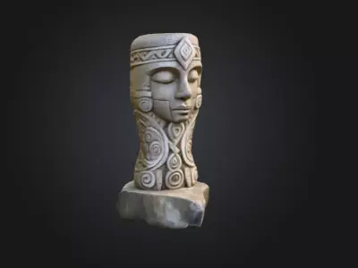 Serene Stone Guardian Low-poly 3D model
