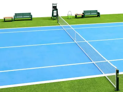 Tennis court Low-poly 3D model purchase