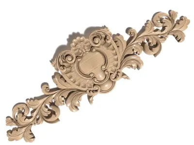 Cartouche-004 carved ornate crown molding 3D model