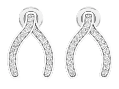 AV 303 White Diamond Ladies Horse Shoe Earrings 3D print model