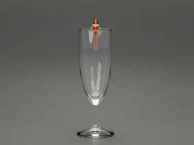 Bikini clad drink markers to attach to the side of your glass 3D print model