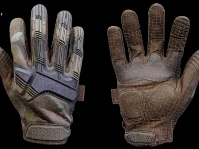 Tactical Gloves 001 Low-poly 3D model