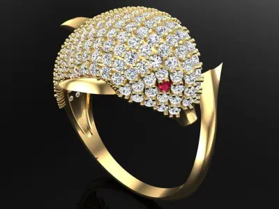 Dolphin ring  - Fish ring - Diamond ring - Womens rings - N1036 3D print model