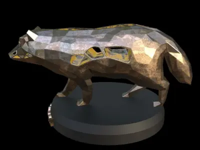 Steampunk Raccoon dog Pose Low-poly 3D model