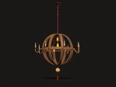 Chinese red palace lantern  Low-poly 3D model