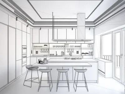 Modern island  kitchen 3D model