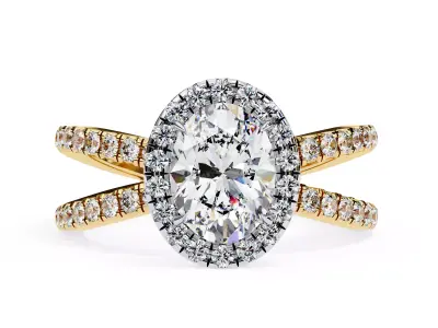 Classic Crisscross Oval diamond halo setting eternity ring  3D print model