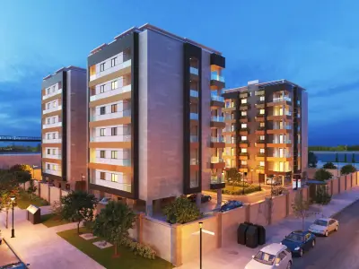 Residential complex  exterior scene 3D model