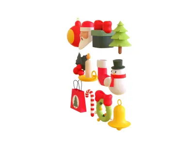 Christmas Items Collection v001 Low-poly 3D model