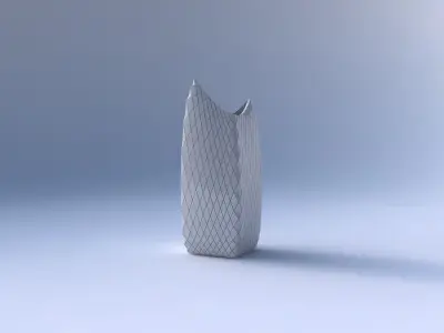 Vase double arc rectangle with diagonal grid plates 3D print model