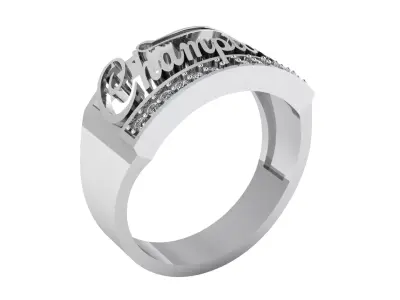 3D Printable Champion Ring with Diamond Accents 3D print model