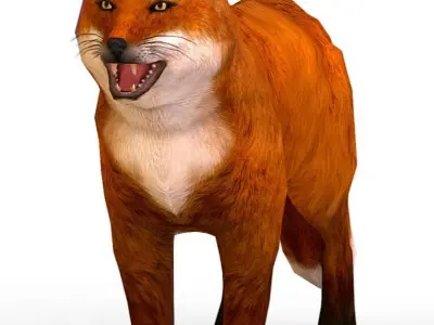 LowPoly Model Beautiful Red Fox Low-poly 3D model