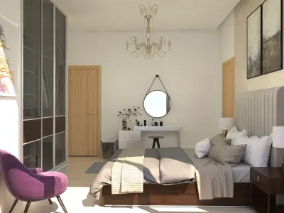 Modern Luxurious Bedroom Scene 3D model